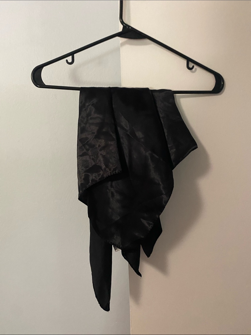 Black Decorative Square Satin Scarf